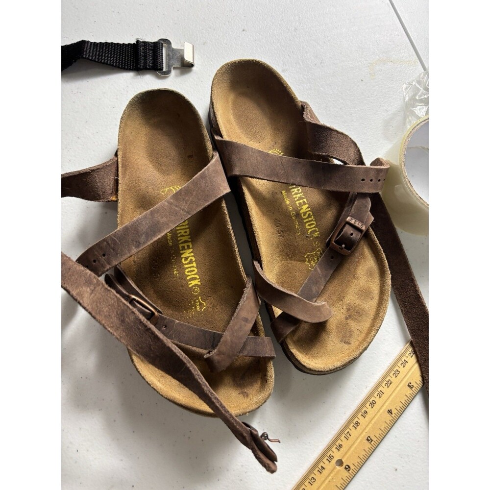 Birkenstock Yara Sandals Women 36 Brown Leather Boho Strappy Toe Loop